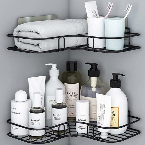 Multipurpose Corner Storage Organizer Rack - No Drilling, Black - Image 4