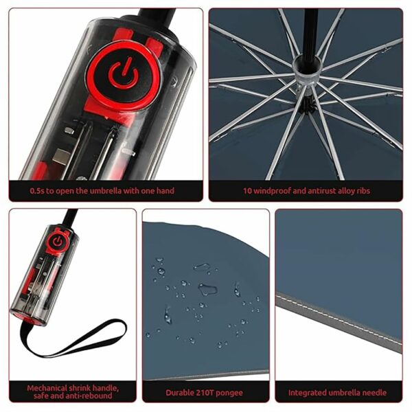 Compact Travel Umbrella with Reflective Strip & Windproof Design - Image 4