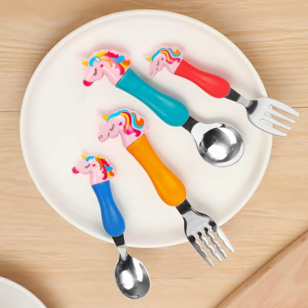 Unicorn Family Baby Spoon and Fork Cutlery Set - Stainless Steel - Image 4