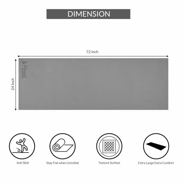 Eco-Friendly 4mm Anti-Slip Yoga Mat with Carrying Strap - Grey - Image 3
