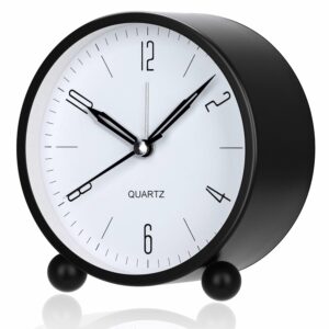 Non-Ticking Analog Alarm Clock with Night Light - Compact Design