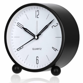Non-Ticking Analog Alarm Clock with Night Light - Compact Design