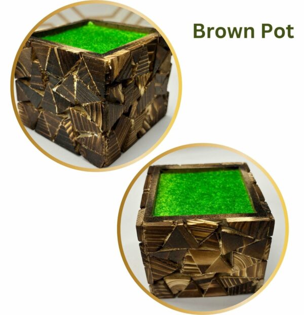 Small Artificial Silk Plants in Wooden Pot for Home & Office - Image 4