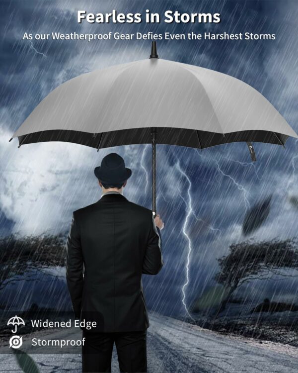 60 Inch Windproof Golf Umbrella for 2-3 People - Waterproof & UV Protection - Image 4