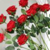 6pcs Velvet Faux Red Roses for Home Decoration - 40 CM