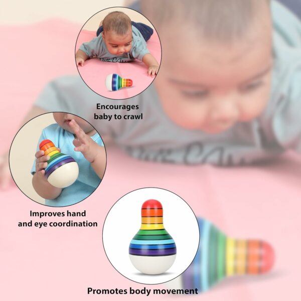 Wooden Roly Poly Tumbler Toy for Babies 6 Months+, Eco-Friendly - Image 3