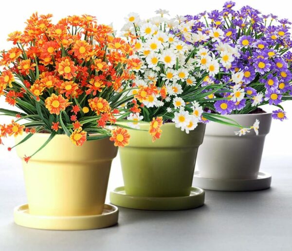 Outdoor Artificial Daisies - UV Resistant Faux Plants Set of 2 - Image 5