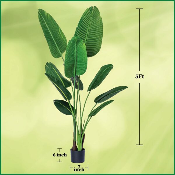 5 Foot Artificial Silk Bird of Paradise Palm Tree - Potted Plant - Image 4