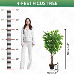 4 ft Ficus Tree - Lifelike Artificial Plant for Home Decor