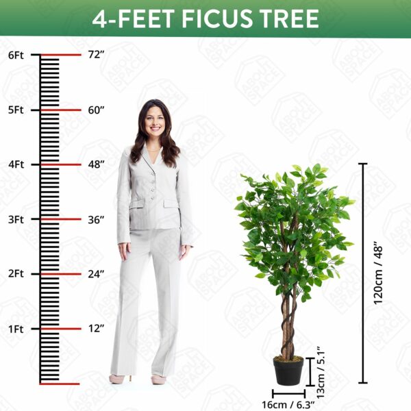 4 ft Ficus Tree - Lifelike Artificial Plant for Home Decor
