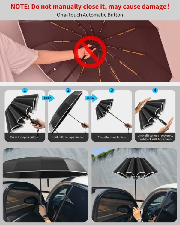 Windproof Travel Umbrella with Reflective Stripe - 3 Fold Design - Image 4