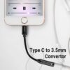 Type C to 3.5mm Audio Converter with DAC Chip - Compatible with Smartphones & Laptops