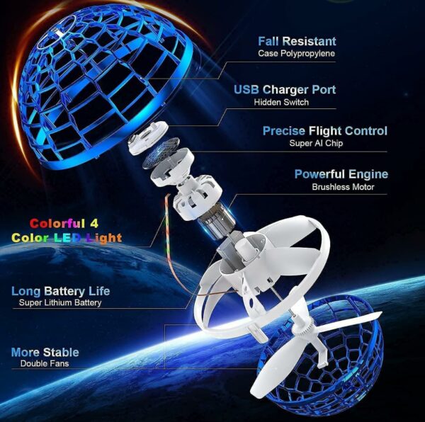 Flying Ball Toy - USB Rechargeable Magic Spinner for Kids & Adults - Image 3