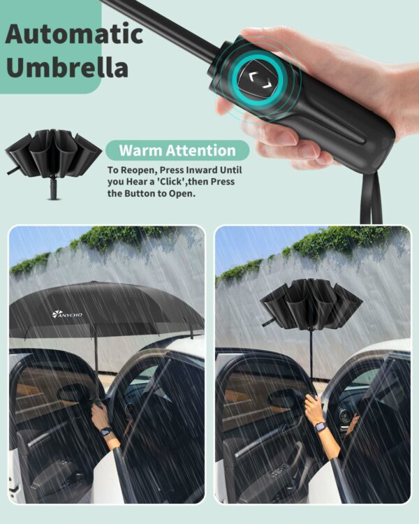 Compact Reverse Folding Umbrella - Windproof & UV Protection - Image 4
