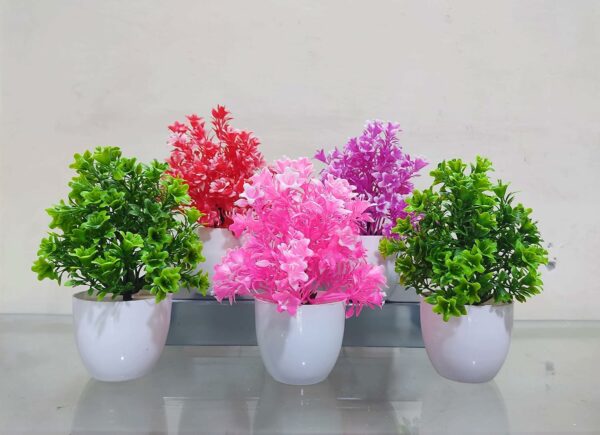 Set of 4 Artificial Flower Arrangements in White Pots - Image 2