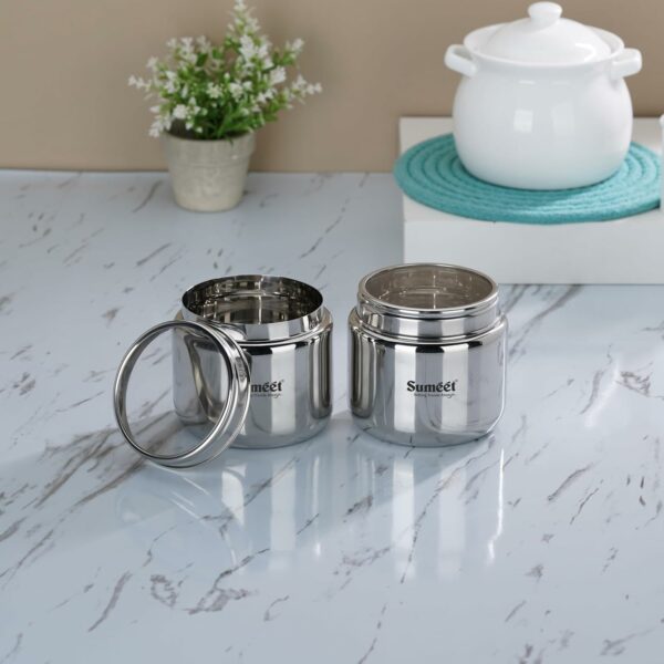 Stainless Steel Small Storage Canisters with See-Through Lid - Set of 2, 400ml Each - Image 4