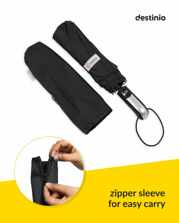 Large Automatic 3-Fold Umbrella with Travel Cover - Windproof - Image 2