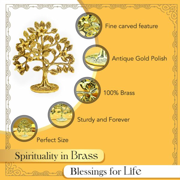 100% Pure Brass Kalpavriksha Tree - 6 Inch Home Decor - Image 4