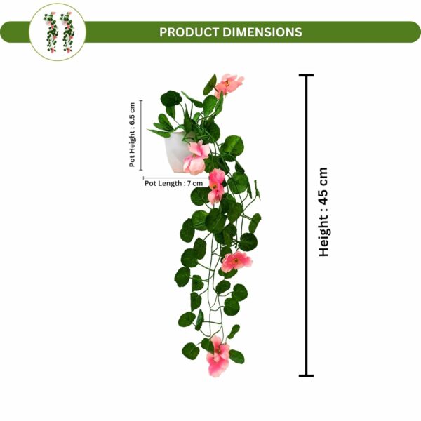 Pack of 2 Artificial Flower Vine Plants with Pots - 45 CM - Image 3