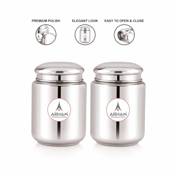 Stainless Steel Airtight Canister Set - 750ml, Pack of 2 - Image 6