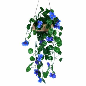 Artificial Flower Hanging Plant with Wooden Pot - 60 cm