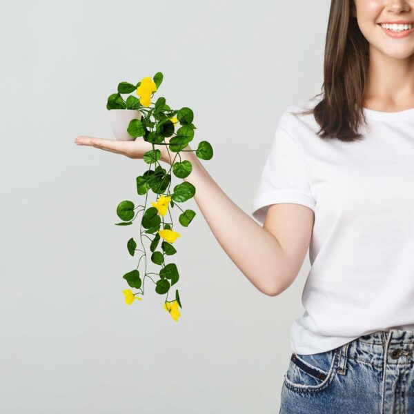 Pack of 2 Artificial Flower Vine Plants with Pots - 45 CM - Image 3