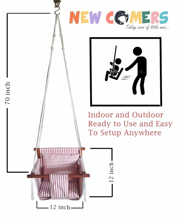 Adjustable Cotton Swing for Kids - Indoor/Outdoor Use, Safety Belt & Pillows - Image 5