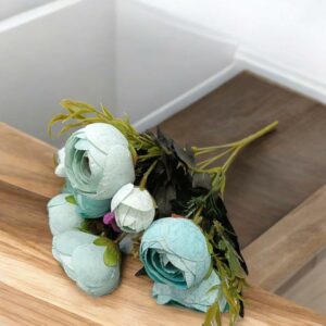 Artificial Sea Green Rose Flower Bunch for Home Decor, 35cm