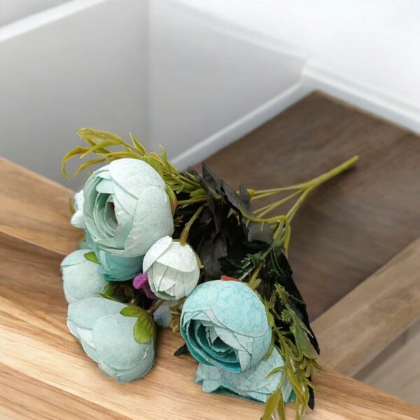 Artificial Sea Green Rose Flower Bunch for Home Decor, 35cm