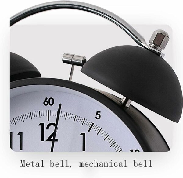 Vintage Twin Bell Alarm Clock with Night Light - Extra Loud - Image 2