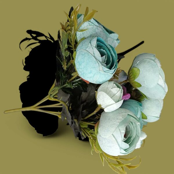 Artificial Sea Green Rose Flower Bunch for Home Decor, 35cm - Image 3