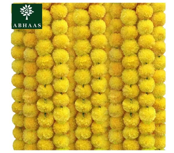 10 Pcs Indian Handmade Artificial Marigold Garland Flowers - 4.5-4.9Ft for Decoration - Image 3