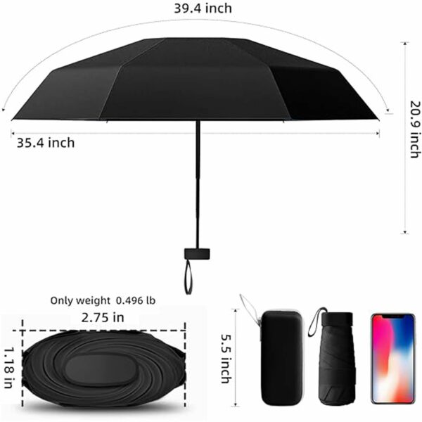 Compact Travel Umbrella - Lightweight, Windproof & UV Protection - Image 2