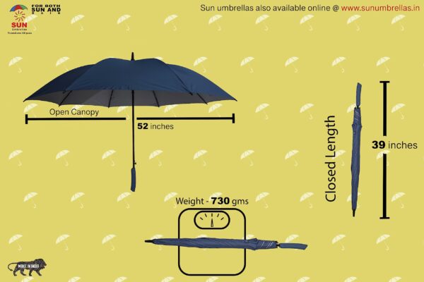 Large UV Protective Golf Umbrella - 52 Inch Canopy - Image 4