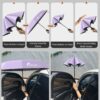 Compact 3-Fold Travel Umbrella with Carabiner Handle - UV & Rain Protection
