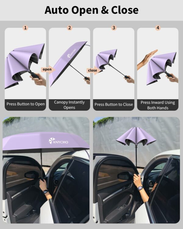 Compact 3-Fold Travel Umbrella with Carabiner Handle - UV & Rain Protection - Image 5