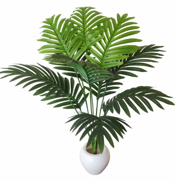 Natural Looking 12 Leaves Areca Palm Indoor Plant with Pot - 60 cm Green - Image 4