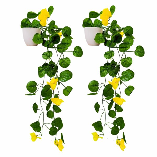 Pack of 2 Artificial Flower Vine Plants with Pots - 45 CM