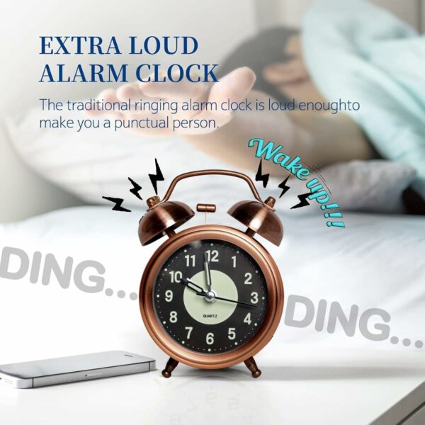Loud Twin Bell Alarm Clock for Heavy Sleepers with Backlight - Image 6