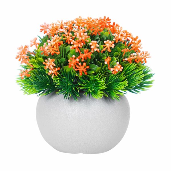 Pack of 4 Artificial Flower Plants in White Pots for Home & Office Decor - Image 4