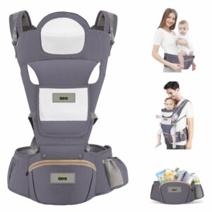 Comfort Nest Hip Seat Baby Carrier - Multi-Carry Positions, 100% Cotton & Mesh, Newborn to Toddler, Up to 15 kg