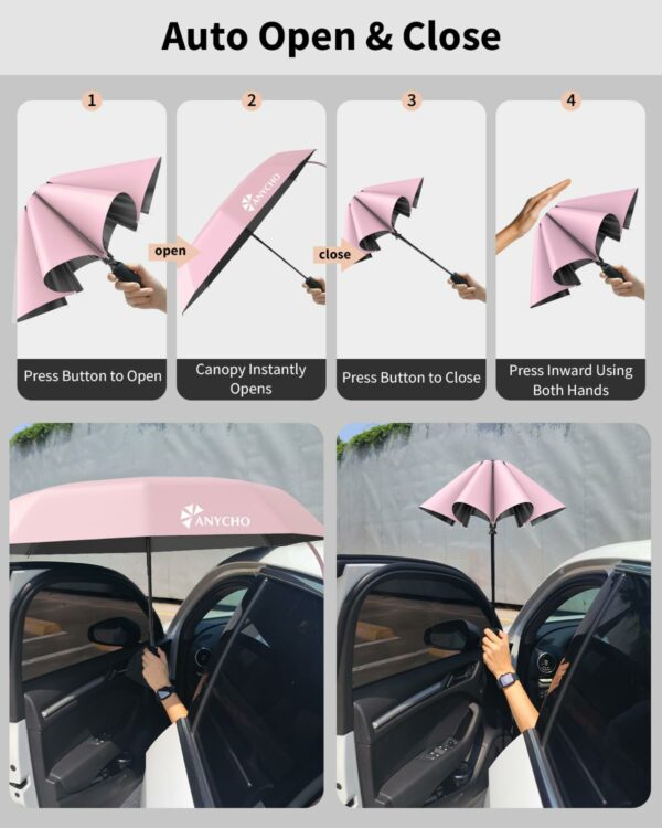 Compact 3-Fold Umbrella with Carabiner Handle - UV & Rain Protection - Image 4