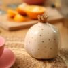 Ceramic Pomegranate Showpiece with Gold Crown - 4 inch