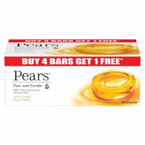 Pears Pure & Gentle Soap Bar - Buy 4 Get 1 Free - Glycerin Moisturizer