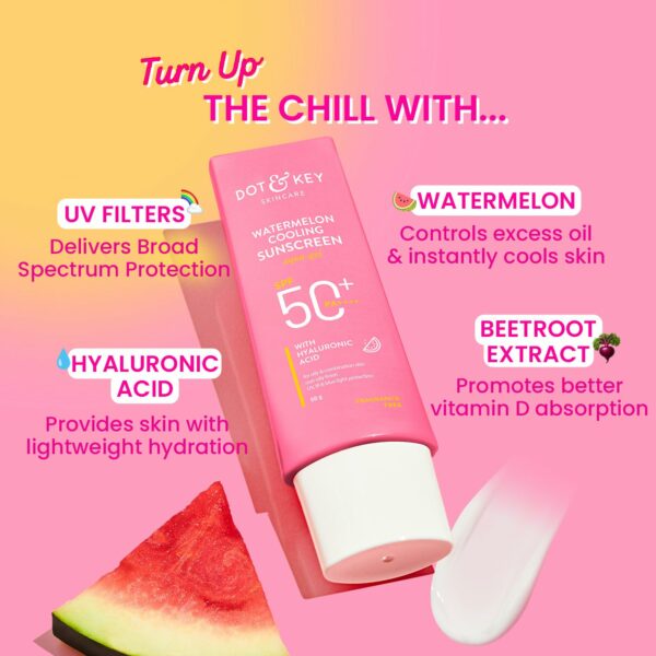 Watermelon Cooling Sunscreen SPF 50+ PA++++ with Hyaluronic Acid - 50g - Image 3