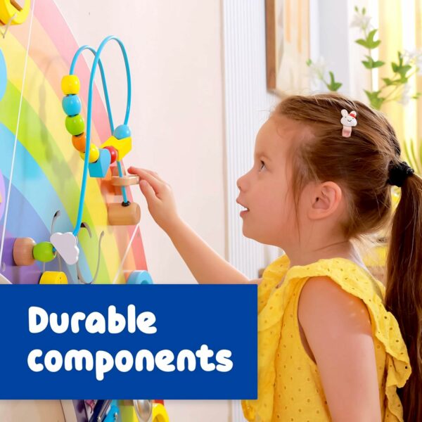 Rainbow Montessori Activity Wall Panel - Wooden Sensory Playboard for Kids 1-6 Years - Image 4