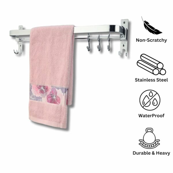 24 Inch Wall Mounted Stainless Steel Towel Hanger - Space-Saving & Durable - Image 2