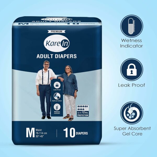 Premium Adult Diapers, Medium, 30 Count, Unisex, High Absorbency - Image 4