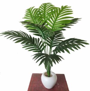 Natural Looking 12 Leaves Areca Palm Indoor Plant with Pot - 60 cm Green