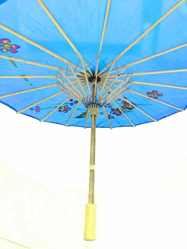 Japanese Traditional Handmade Parasol Umbrella - 33 Inch Light Blue - Image 5